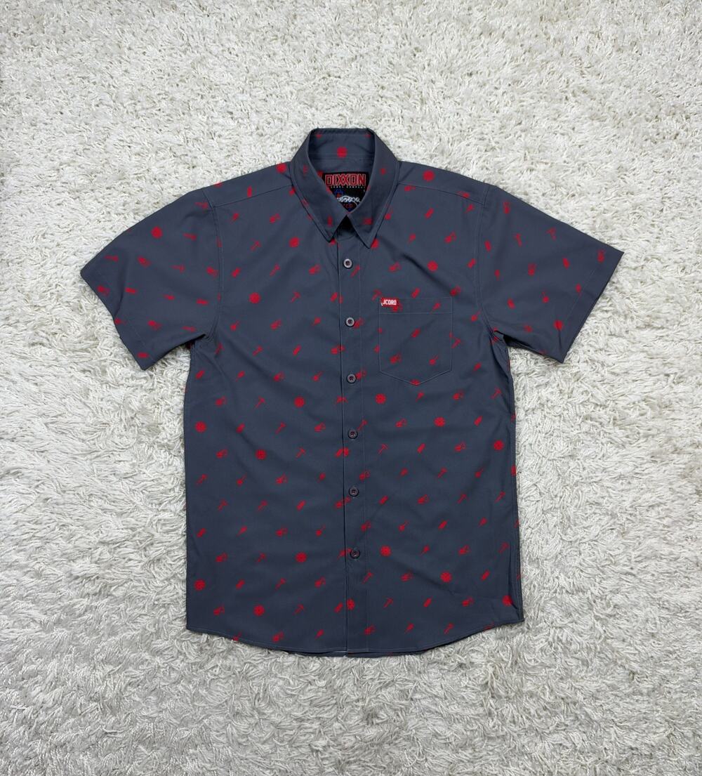 Dixxon Party Shirt Mens Small NWOT JCORD Construction Tools Gray Short Sleeve